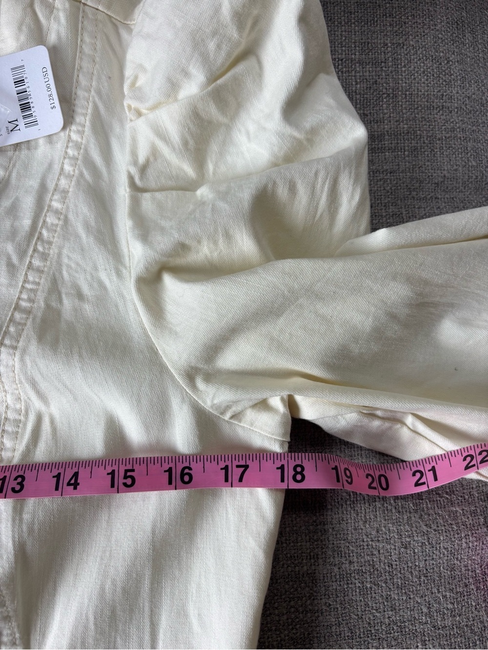 Free People Ivory Lace-Up Corset Puff Sleeve Cream Blouse Cottagecore Prairie M - Picture 8 of 10